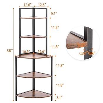 Amazon.com: Apicizon 5 Tier Corner Shelf, Industrial Corner